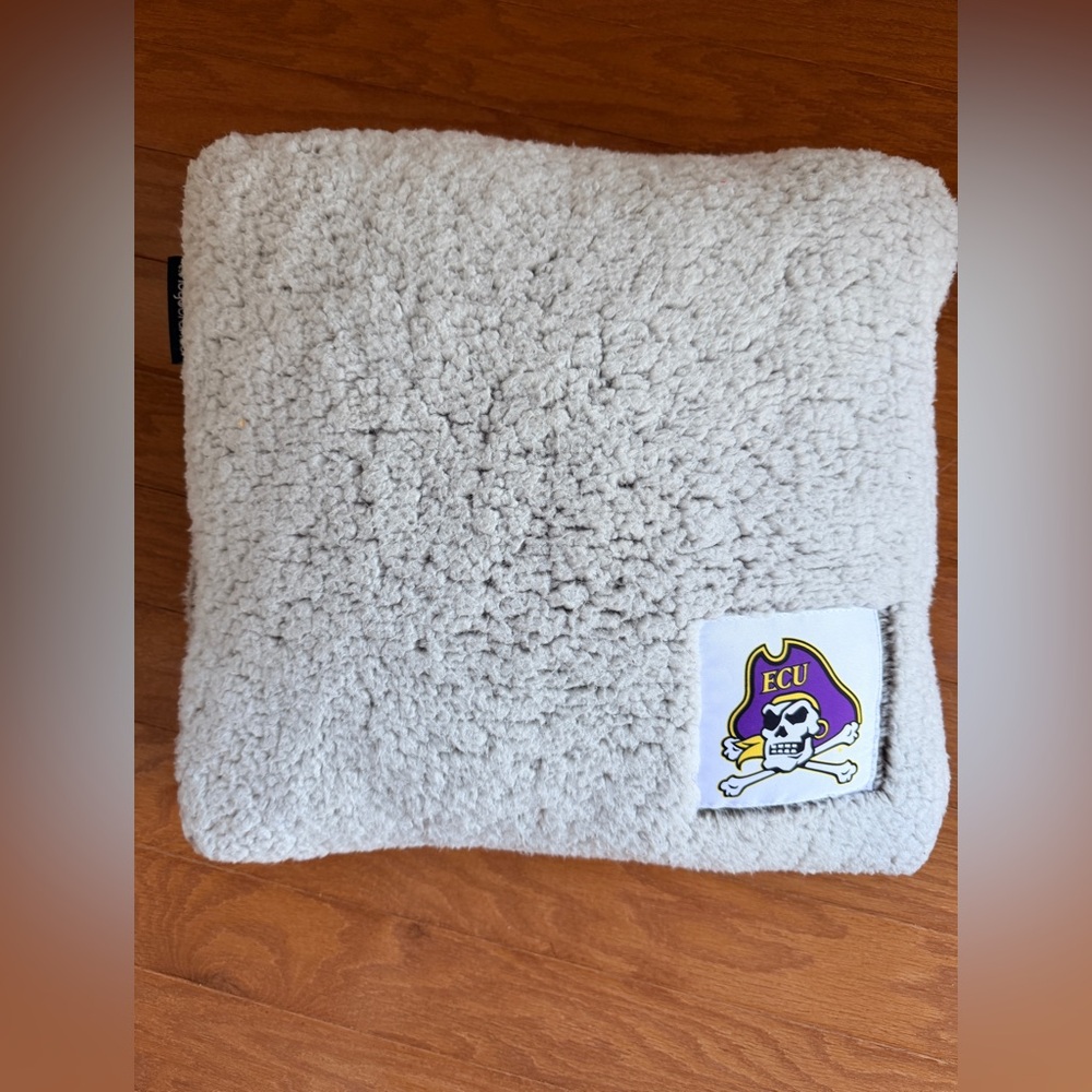ECU Sherpa Throw Pillow - Cream Cozy Accent Pillow